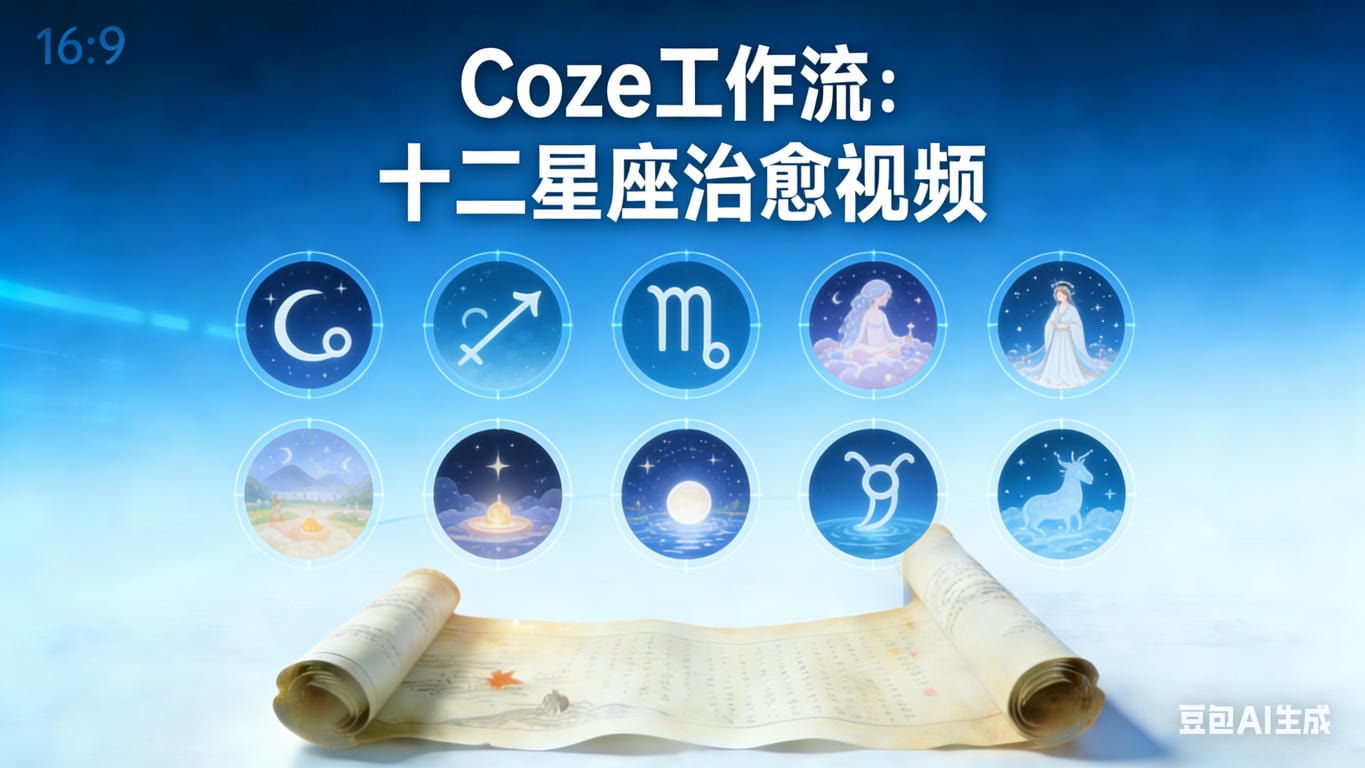 Coze工作流：十二星座治愈视频