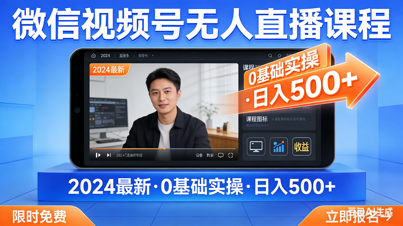 最新微信视频号无人直播课程