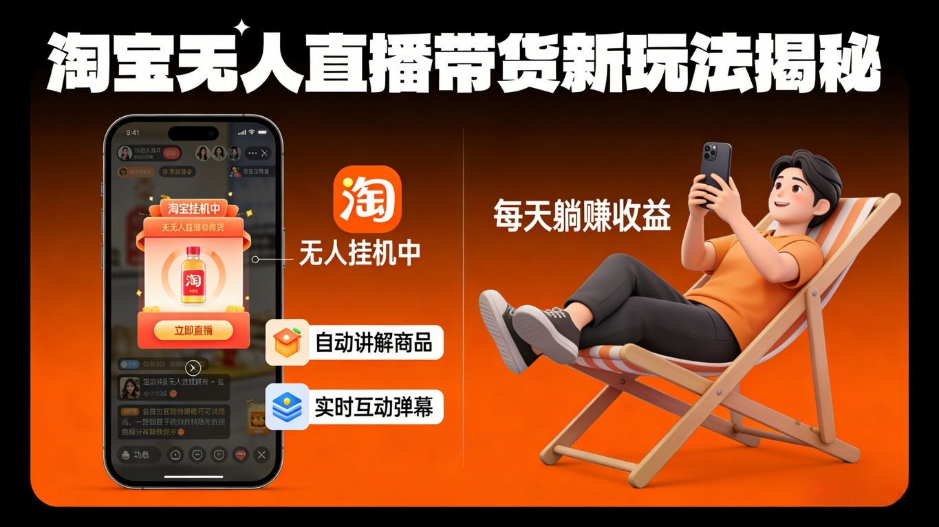 新玩法，淘宝无人直播带货，只需挂机每天躺赚【揭秘】